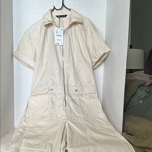 Zara Cream Wide Leg Jumpsuit